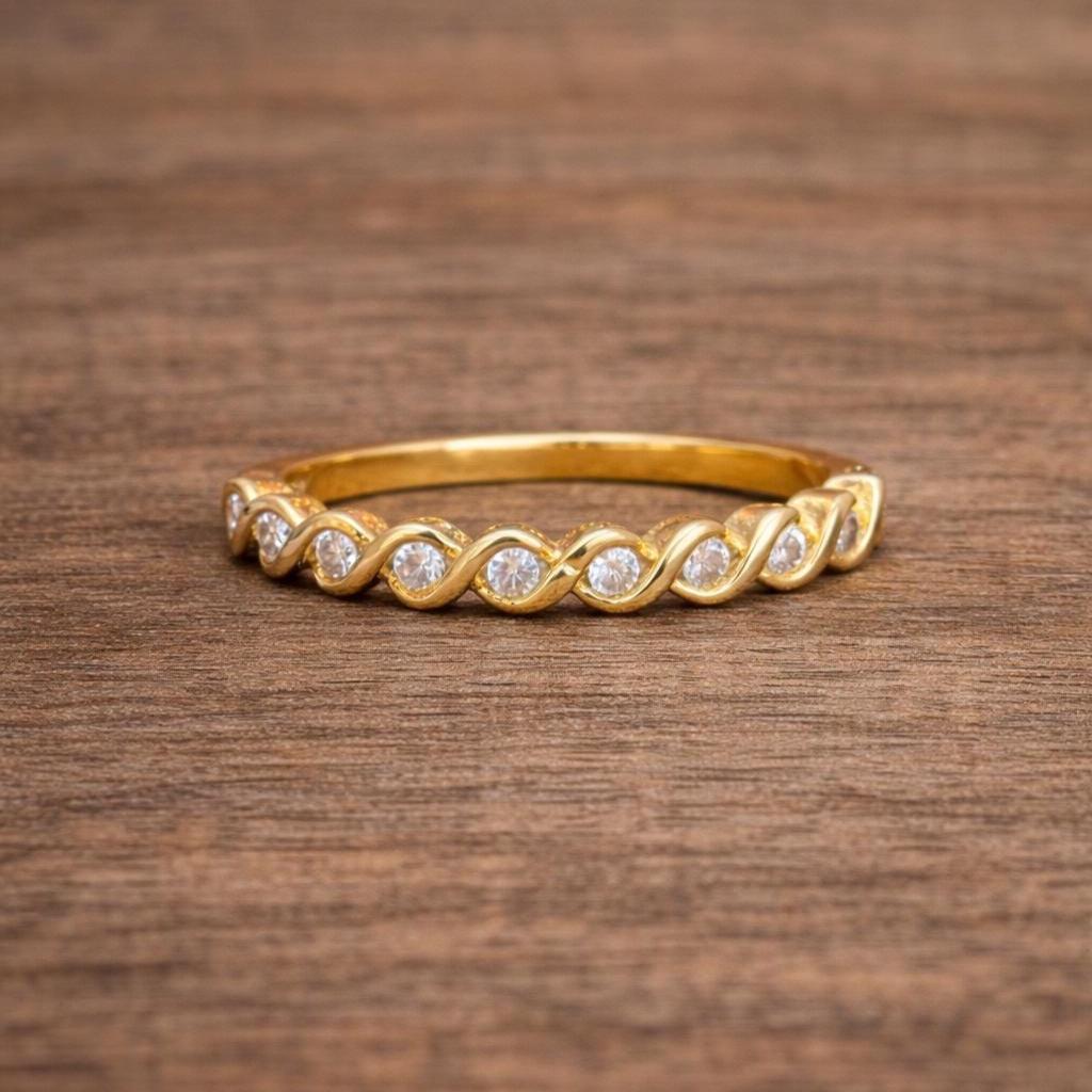 Gold Plated 925 Sterling Silver Ring- Minimal Engagement Ring- Dainty Twisted Ring- CZ Ring- Everyday Wear Jewellery For Women-Gift For Her - Image 4