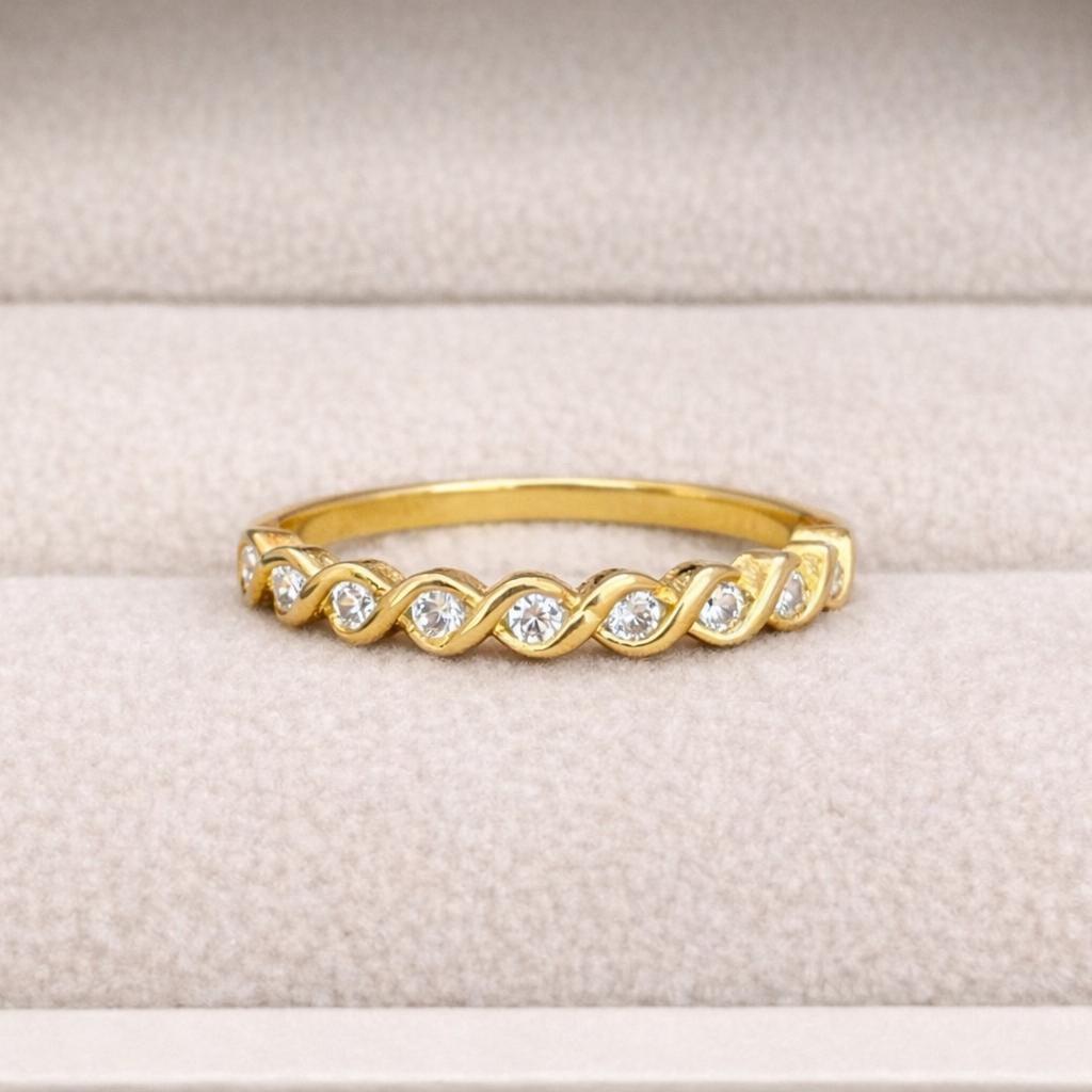 Gold Plated 925 Sterling Silver Ring- Minimal Engagement Ring- Dainty Twisted Ring- CZ Ring- Everyday Wear Jewellery For Women-Gift For Her - Image 5