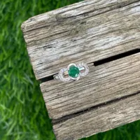 Natural Zambian Emerald Ring 925 Sterling Silver- Emerald Infinity Ring For Women- Dainty Silver Promise Ring- May Birthstone Ring- Gift Her