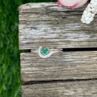 Natural Zambian Emerald Ring 925 Sterling Silver- Natural Green Emerald Ring- Minimalist Promise Ring- Silver Ring For Women-Engagement Ring