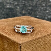 Natural Zambian Emerald Ring 925 Sterling Silver- Minimalist Promise Ring- May Birthstone Ring-  Bluish Green Gemstone Ring-  Promise Ring