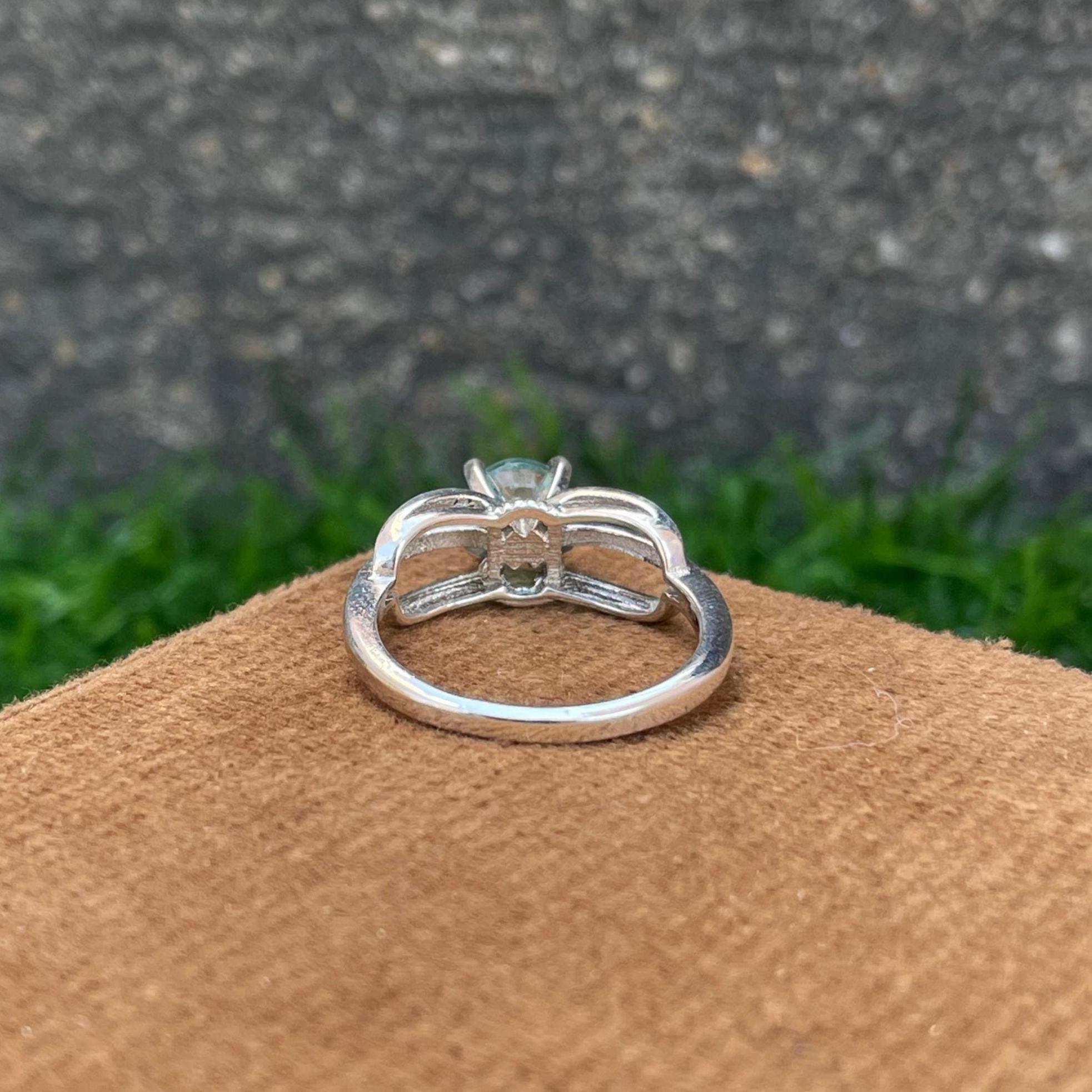 Natural Zambian Emerald Ring 925 Sterling Silver- Minimalist Promise Ring- May Birthstone Ring- Bluish Green Gemstone Ring- Promise Ring - Image 2