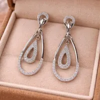 Sterling Silver CZ Teardrop Dangle Earrings – Modern Minimalist Jewelry