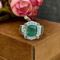 Natural Zambian Emerald Ring For Men- 925 Sterling Silver- May Birthstone Statement Ring- vintage Emerald Statement Ring- Gift For Him