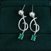 Emerald Drop Earrings - Sterling Silver Dangle Jewelry, Green Gemstone