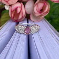 Natural Tourmaline Ring- 92.5 Sterling Silver Ring- Oval Pink Gemstone Ring- Classic Silver Engagement Style Ring-Minimalist Women Jewellery