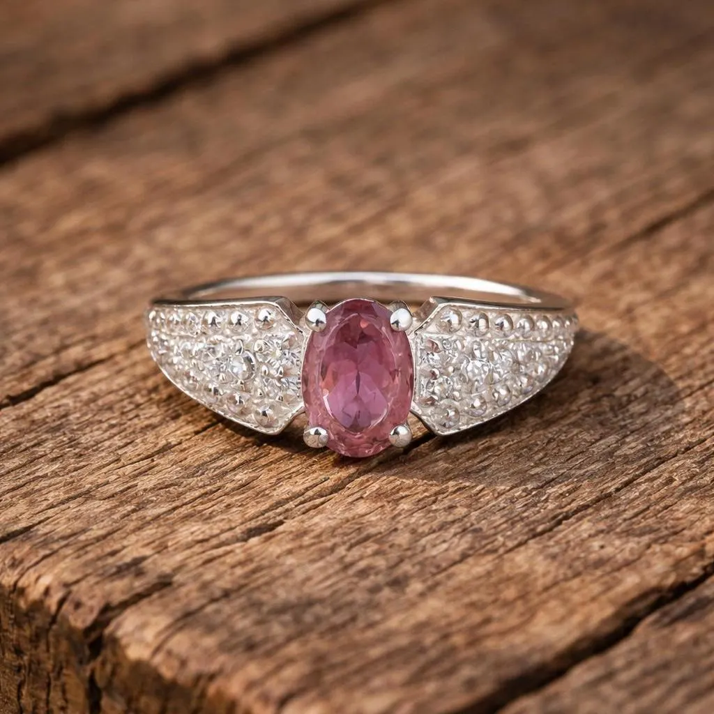 Natural Tourmaline Ring- 92.5 Sterling Silver Ring- Oval Pink Gemstone Ring- Classic Silver Engagement Style Ring-Minimalist Women Jewellery - Image 4
