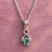 Natural Emerald Infinity Pandent- 925 Sterling Silver Pandent- Genuine Bluish Green Emerald Infinity Design- Minimalist Gift For Her-