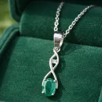 Oval Emerald Pendant - 925 Sterling Silver, May Birthstone