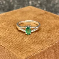 Natural Zambian Emerald Ring 925 Sterling Silver- Minimal Gemstone Jewellery- Oval Cut Gemstone Ring- May Birthstone Ring- Gift For Her