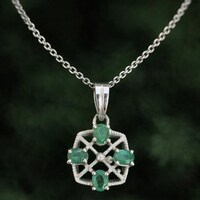 Oval Emerald Pendant - Sterling Silver Gemstone Jewelry