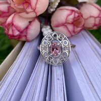 92.5 Sterling silver Ring- Natural Tourmaline Ring- Pink Oval Gemstone Ring- Minimalist Style Ring- Romantic gift For Her- Women Jewellery