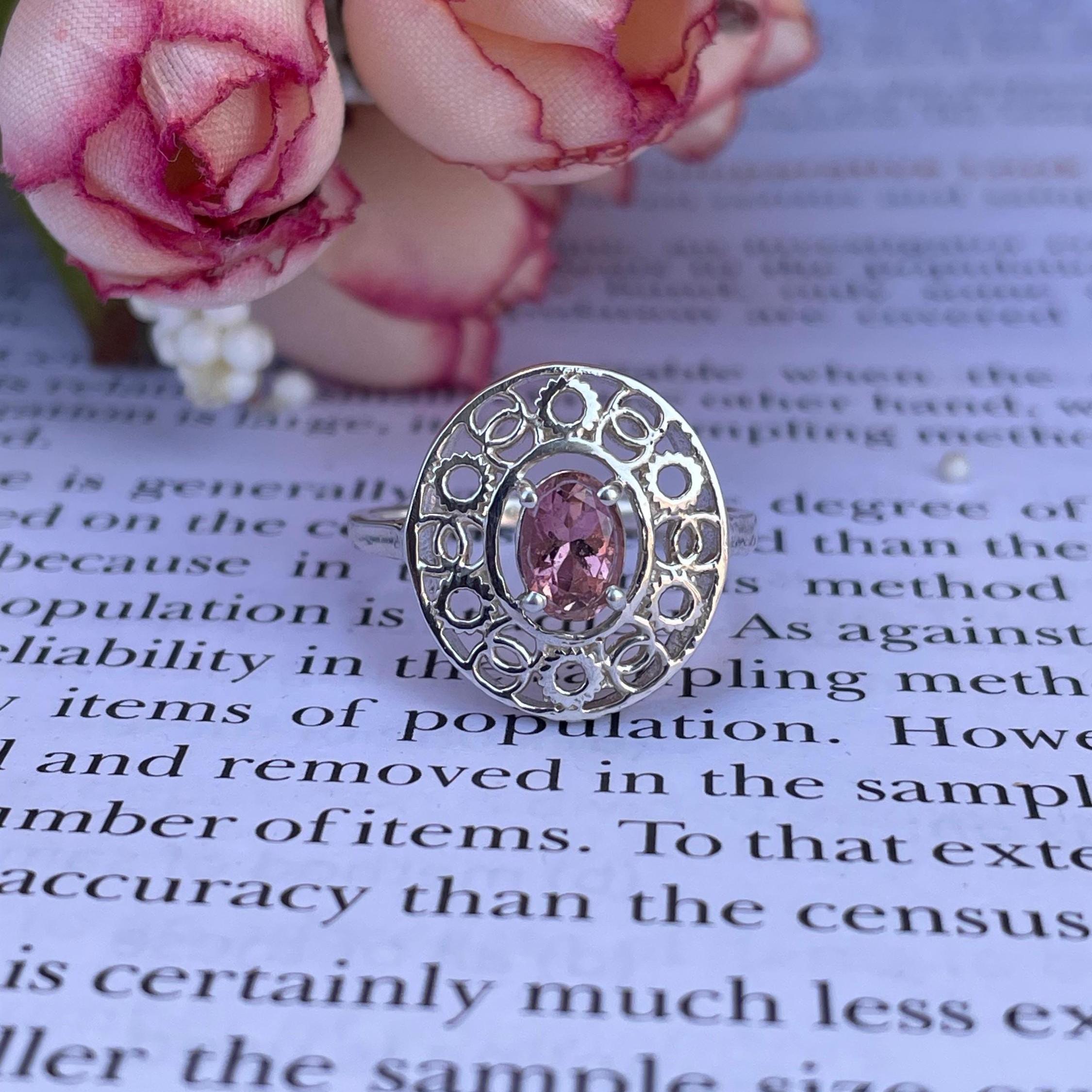 92.5 Sterling silver Ring- Natural Tourmaline Ring- Pink Oval Gemstone Ring- Minimalist Style Ring- Romantic gift For Her- Women Jewellery - Image 3