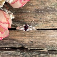 Oval Red Tourmaline Ring – Sterling Silver Minimalist Jewelry