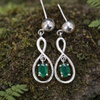 Vintage Style Emerald Dangle Earrings – Sterling Silver, Classic Jewelry