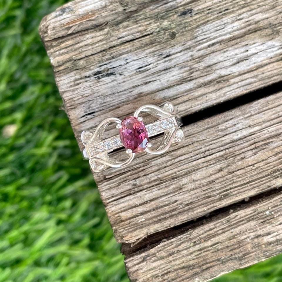Natural Tourmaline Ring- 92.5 Sterling Silver Ring- Oval Cut With Sparkling- Elegant Silver Jewellery- Engagement & Anniversary Gift - Image 3
