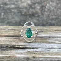 Natural Zambian Emerald- 925 Sterling Silver Ring- Minimalist Oval Green Gemstone Ring- Daily Wear Jewellery- Anniversary Gift For Her