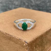 Natural Zambian Emerald- 925 Sterling Silver Ring- Oval Rich Green Emerald Ring- Elegant Everyday Jewellery- Minimalist Women Ring- Gift her