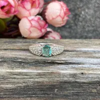 Natural Zambian Emerald Ring 925 Sterling Silver - Vintage Style Ring- Oval Emerald Engagement Ring- Bluish Green Gemstone Ring-Gift For Her