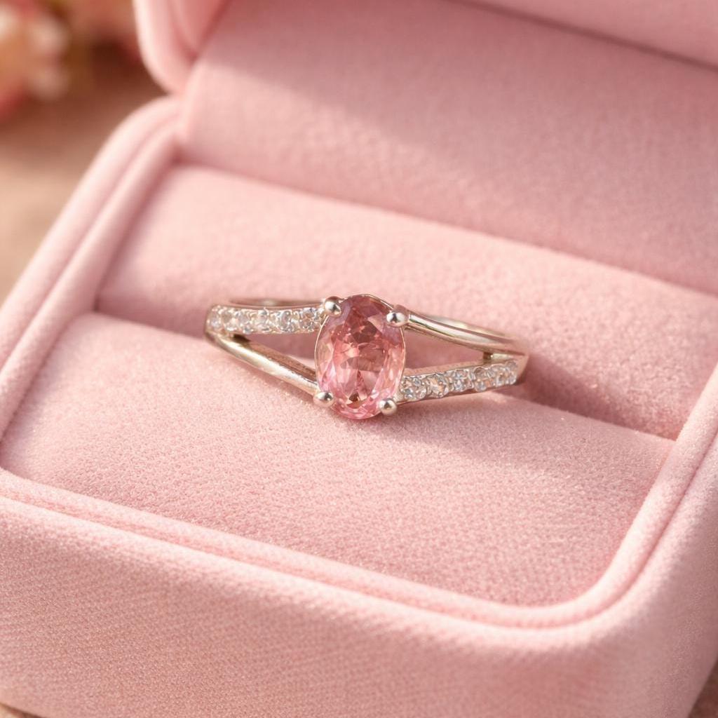 Natural Tourmaline Ring – 925 Sterling Silver- Oval Pink Gemstone Ring- Minimalist Ring- Women's Jewellery- Anniversary Gift For Her - Image 4