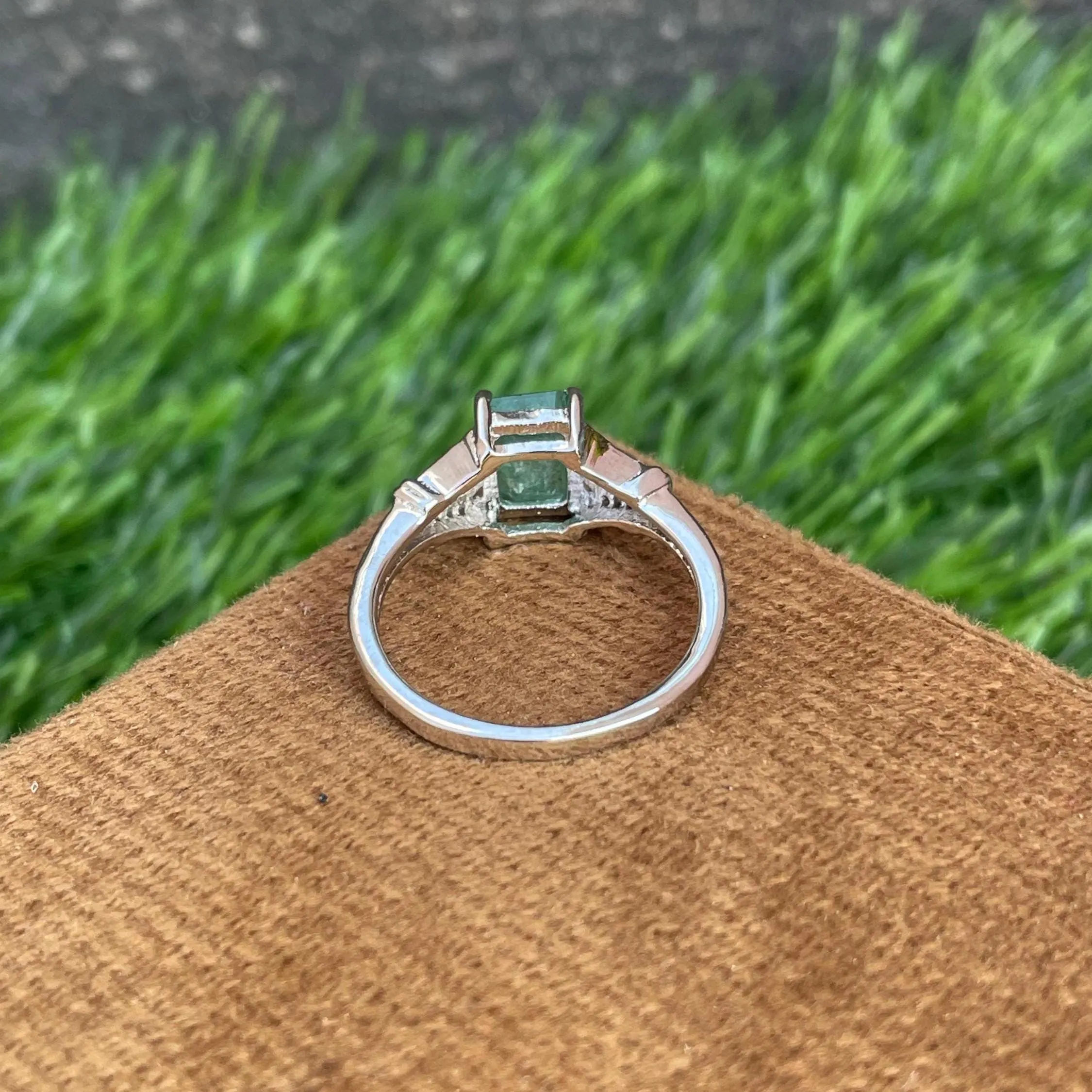 92.5 Sterling Silver Ring With Natural Zambian Emerald -May Birthstone Ring -Elegant Minimalist Emerald Ring-Engagement Ring -Gift For Her - Image 2