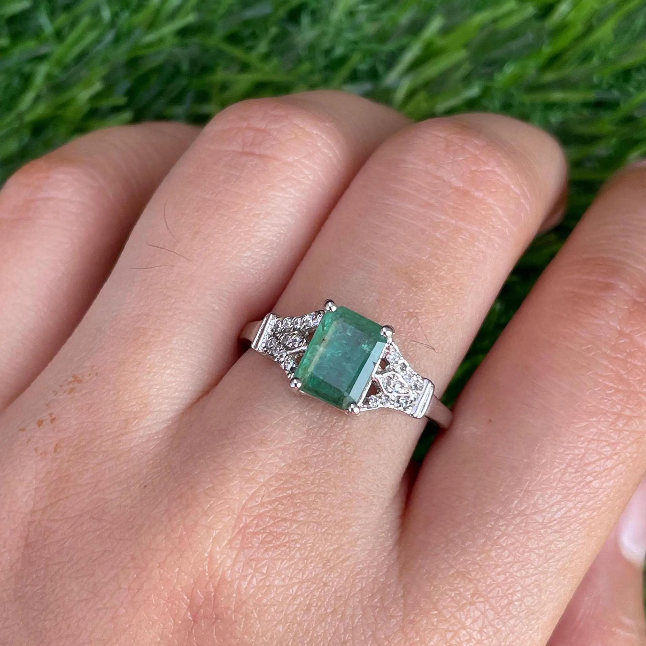 92.5 Sterling Silver Ring With Natural Zambian Emerald -May Birthstone Ring -Elegant Minimalist Emerald Ring-Engagement Ring -Gift For Her - Image 3