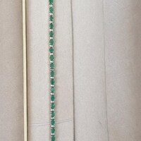 Natural Zambian Emerald Tennis Bracelet With CZ- 925 sterling Silver Bracelet- Geniune Vivid Green Oval Emerald- Anniversary Gift For Her