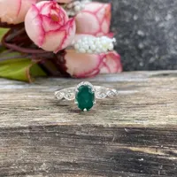 Natural Zambian Emerald Ring-925 Sterling Silver ring-Oval Emerald Engagement Ring- Silver Ring For Women- May Birthstone Ring- Elegant Ring