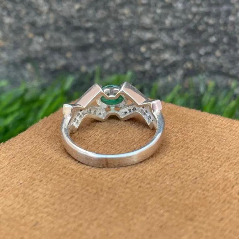 Natural Zambian Emerald Ring-925 Sterling Silver ring- Vintage Style Oval Emerald Ring- Elegant Engagement Promise Ring- Minimalist Ring - Image 2