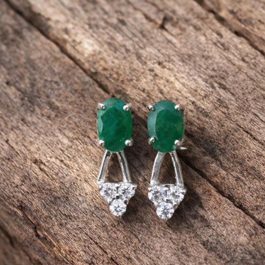 Natural Emerald Necklace Set- Rich Green Emerald Silver Necklace With Matching Earrings- Elegant Jewellery Set- Anniversary Gift For Her - Image 3