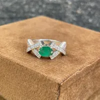 Natural Zambian Emerald Ring-925 Sterling Silver ring- Vintage Style Oval Emerald Ring- Elegant Engagement Promise Ring- Minimalist Ring