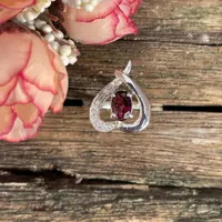 925 Sterling Silver Ring -Natural Tourmaline Gems Ring -Heart Shape Ring -Oval Gemstone Ring -Vintage  style Ring -October Birthstone Ring