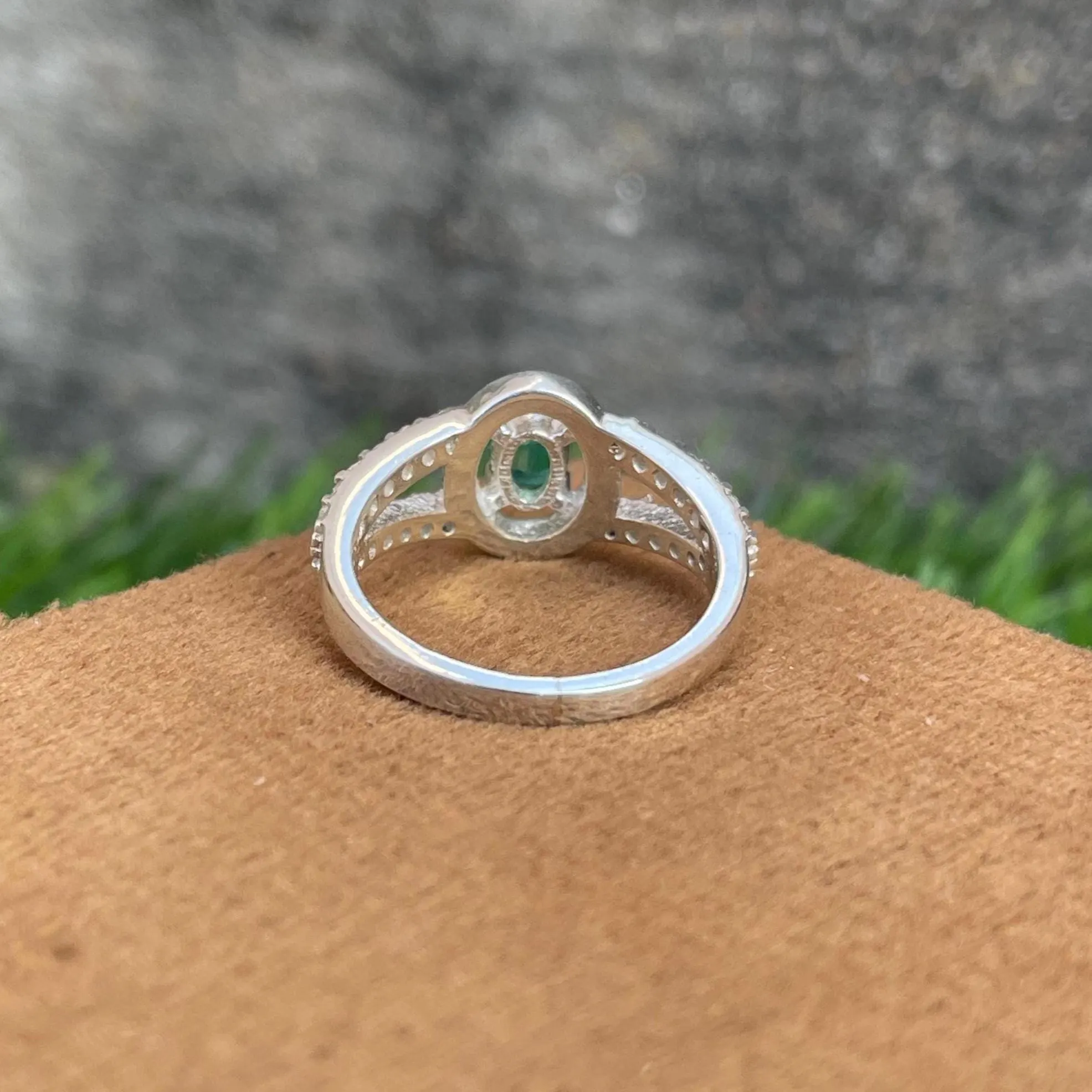 Natural Zambian Emerald Ring 925 Sterling silver Ring- Oval Emerald Ring- May Birthstone Jewellery- Vintage Inspired Engagement Ring - Image 2