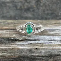 Natural Zambian Emerald Ring 925 Sterling silver Ring- Oval Emerald Ring- May Birthstone Jewellery- Vintage Inspired Engagement Ring