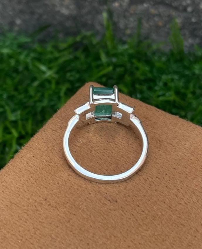 Natural Zambian Emerald Ring 925 Sterling Silver- Green Emerald Engagement Ring- May Birthstone Ring- Anniversary Gift For Her- Minimal Ring - Image 2