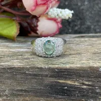 Natural Zambian Emerald Ring 925 Sterling Silver Ring- Bluish Green oval Gemstone Ring- Statement Silver Jewellery- Vintage Style Jewellery