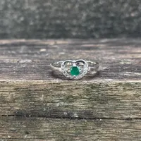925 Sterling Silver Ring- Natural Zambian Emerald Ring- Green Emerald Heart Ring For women- May Birthstone Ring- Dainty Silver Promise Ring