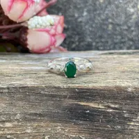 Minimalist Natural Zambian Emerald Ring- 92.5 Sterling Silver Ring- Oval Emerald Solitaire Ring- Elegant Engagement Ring-Dainty Silver Ring