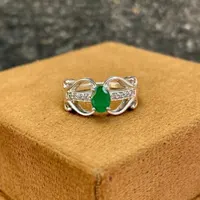 Natural Zambian Emerald Ring- 92.5 Silver Sterling Ring- Natural Vivid Green Gemstone Ring- Everyday Wear Jewellery- Unique Design- Gift Her