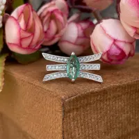 Natural Emerald Dragonfly Ring- 925 Sterling Silver- Marquise Vivid Green Emerald Ring- Nature Inspired Jewellery- Statement Ring- Gift Her