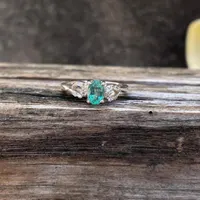 Natural Zambian Emerald Ring 925 Sterling Silver- Bluish Green Oval Emerald- Statement Ring- May Birthstone Jewellery Gift